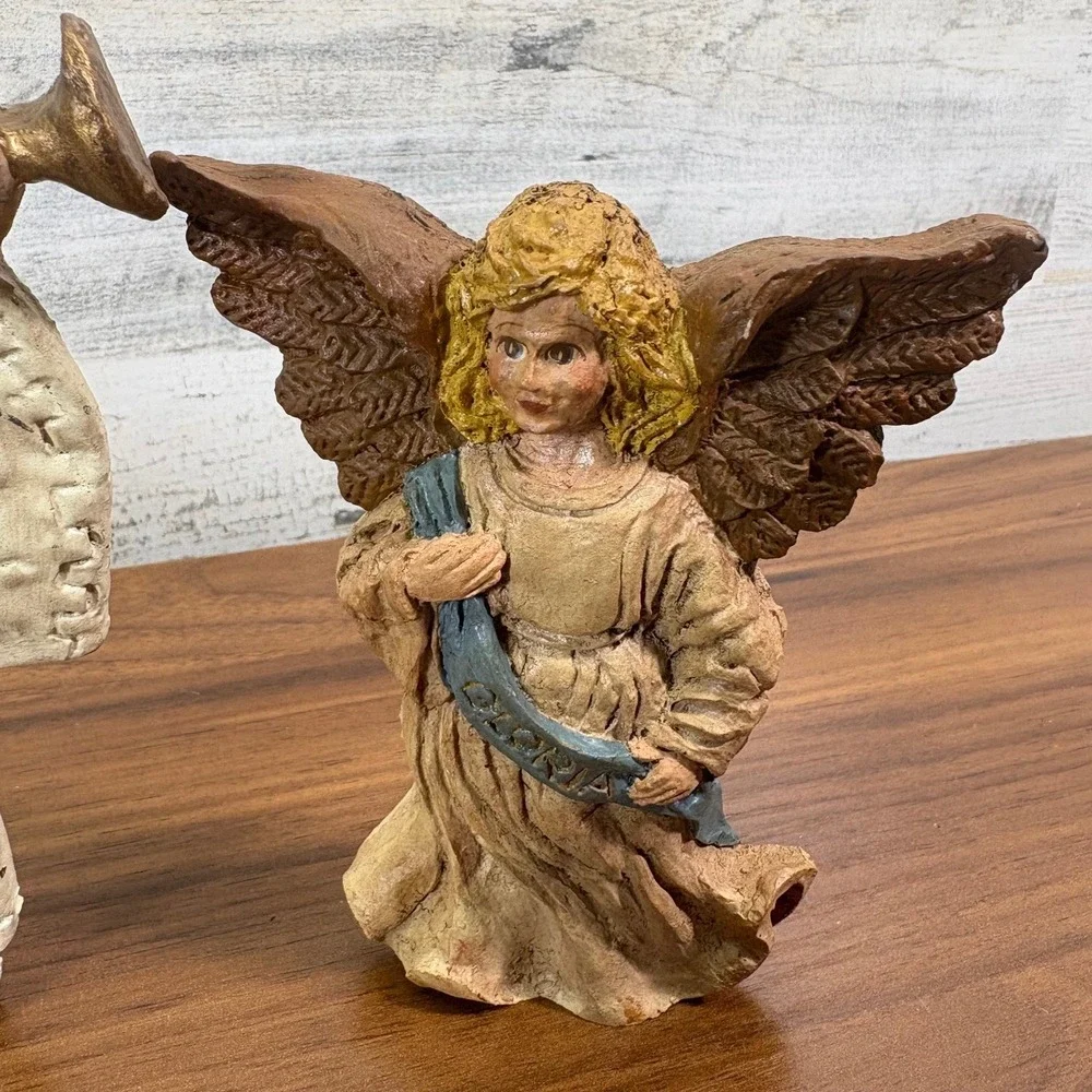JUNE MCKENNA Vintage 1988-1992 Resin Figurine Christmas Angels Lot of 4